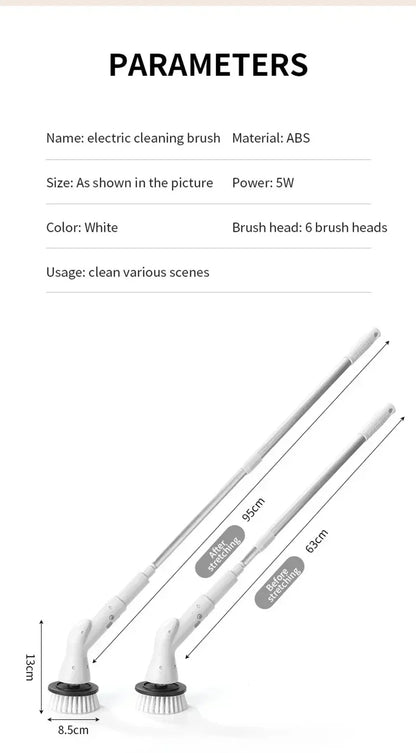 Xiaomi 6-in-1 Electric Cleaning Brush 2000mAh Cordless Electric Rotary Cleaning Brush Shower Cleaning Brush Kitchen Bathroom