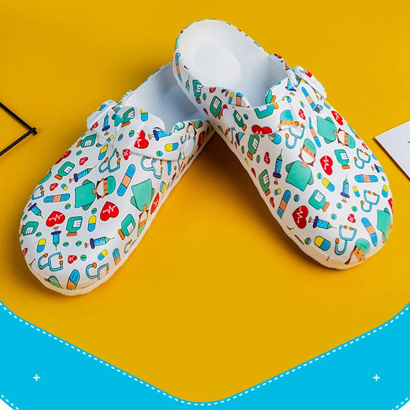 Zuecos médicos estampados antideslizantes, zapatillas ultraligeras para médicos y enfermeras, calzado veterinario, calzado quirúrgico premium YC-1