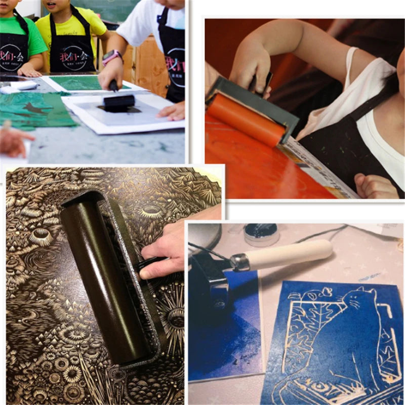 Professional Rubber Roller Ink Painting Printmaking Art Craft Projects Stamping Tool Paint