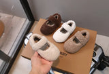 Children Fur Shoes 2025 Winter Kids Warm Plush Shoes For Girl Flat Loafers Moccasins Girls Casual Shoes Khaki, Beige
