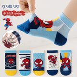 5 Pairs Children Socks Spider-Man Kids Boys Short Socks Iron Man Captain America Cartoon Baby Summer Spring Mesh Socks 1-12Y