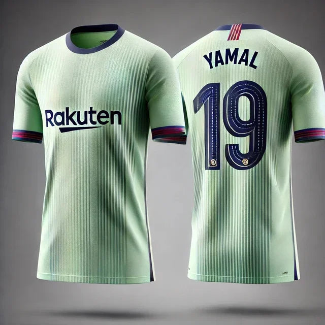 Barcelona Special Edition No.19 Footballer Yamal Short sleeved T-shirt Men's Youth Sports Loose Breathable Quick drying Shirt