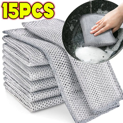 1-20 paños de limpieza mágicos de alambre de acero metálico de doble cara gruesos para cocina, vajilla, ollas, toallas, herramientas de limpieza