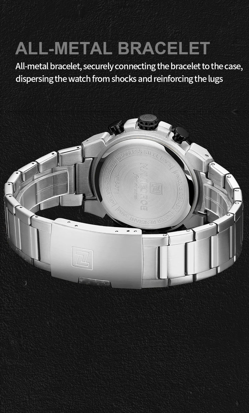 NAVIFORCE Original Watch for man 2025 New Stainless Steel Waterproof Chronograph Classic Quartz Wristwatch Brand Men Watch Gifts