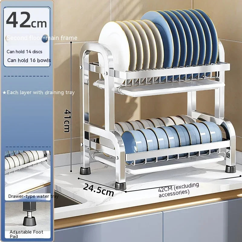 High Quality Kitchen Utensil Storage Rack Household Countertop Storage Rack 3-Layer Cupboard Multifunctional Utensil Drain Rack