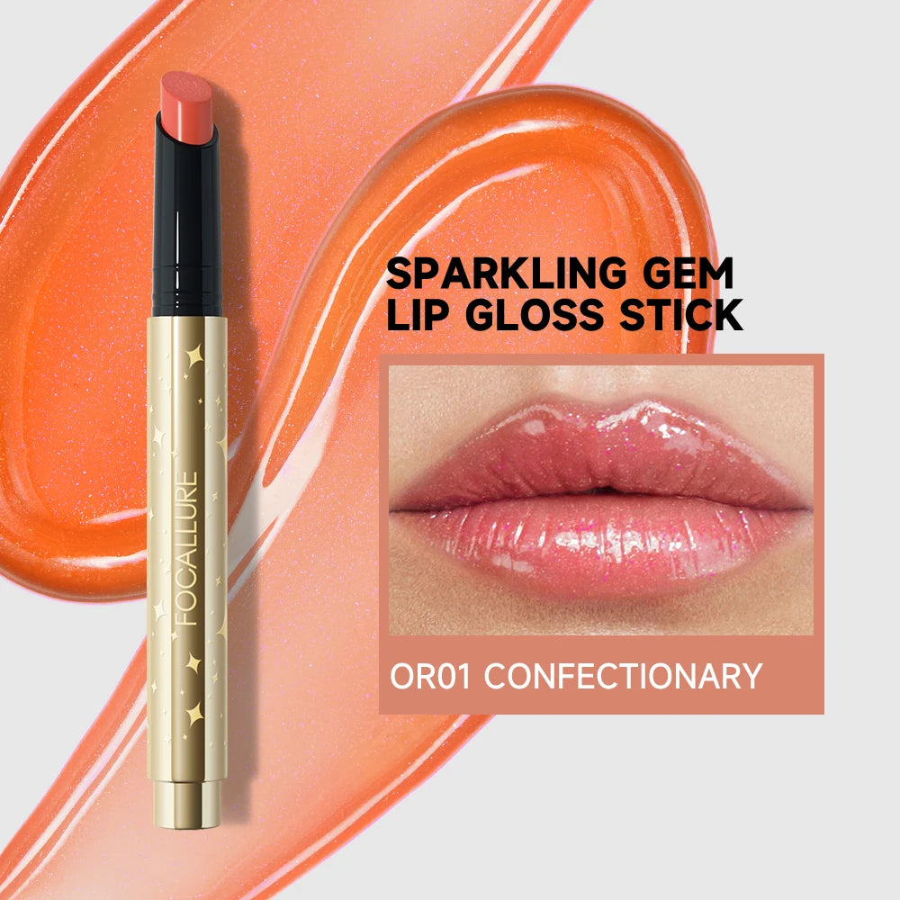 FOCALLURE Brillo labial perlado en barra, hidratante, de larga duración, sexy, brillante, lápiz labial, maquillaje, cosméticos