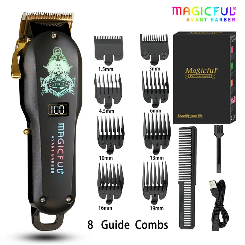 MAGICFUL New Professional Hair Clipper Rechargeable Electric Trimmer For Men Beard Kids Barber Cutting Machine Haircut Machine