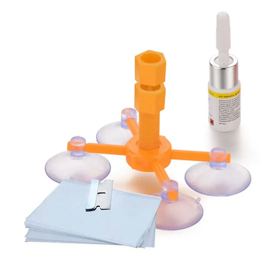 Windshield repair kit, quick repair, car cracked glass, windscreen repair tool, resin sealant, DIY automobile window screen polishing