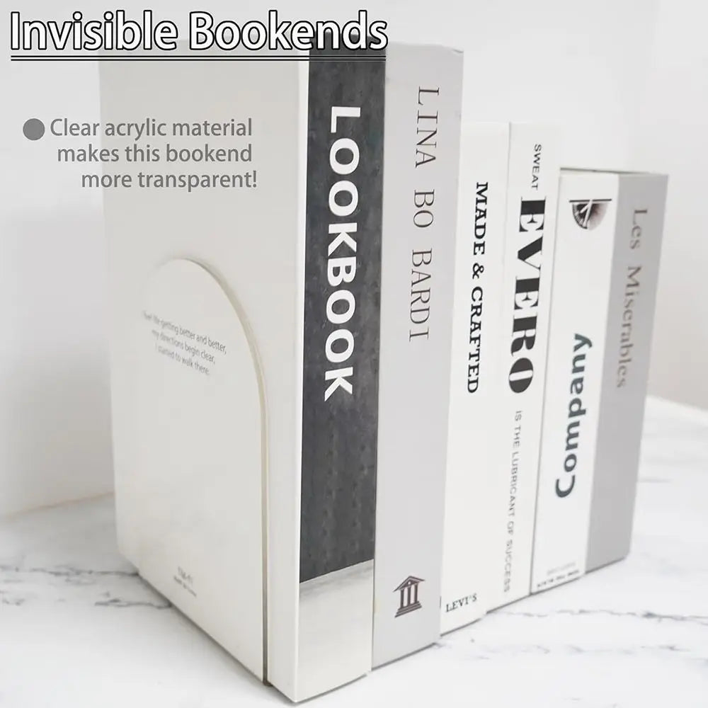 1Pcs Clear Acrylic Bookends Non-Skid Book End for School Library and Desktop Organizer, Acrylic Book Ends for Book Shelves