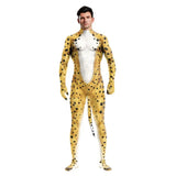 Zawaland Tiger Leopard Cheetah Petsuit for Men Animal Disguise Costume Crotch Zipper Zentai Halloween Carnival Full Bodysuits