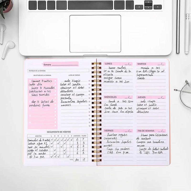 2023 A5 Spanish Agenda Notebook Bullet Daily Weekly Journal Schedule English Planner Organizer School for Office Stationery