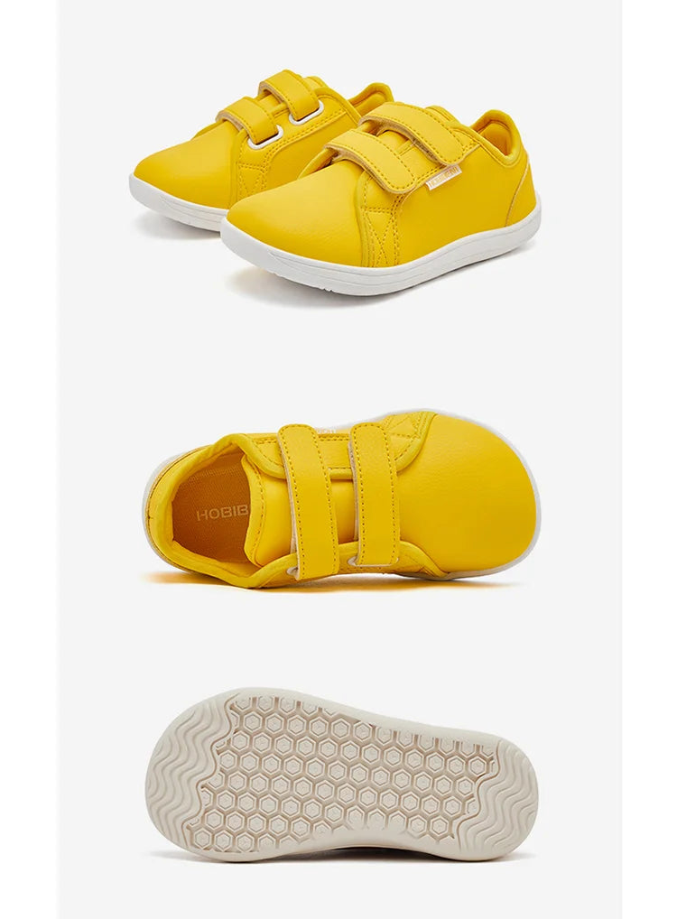 HOBIBEAR Kids Barefoot Shoes Little/Big Kid Wide Toe Minimalist Sneakers Lightweight Hook and Loop Artificial Leather Shoes