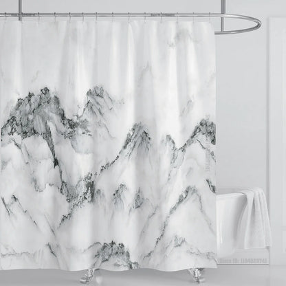 Marble Waterproof Shower Curtain Waterproof Shower Curtain for Bathroom Decor Printed Washable Shower Curtain with Hooks