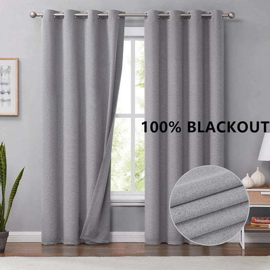 Cortinas opacas de 310 cm de alto, 100 % de aislamiento térmico, hechas a medida, de color liso, para dormitorio, sala de estar, ventanas.