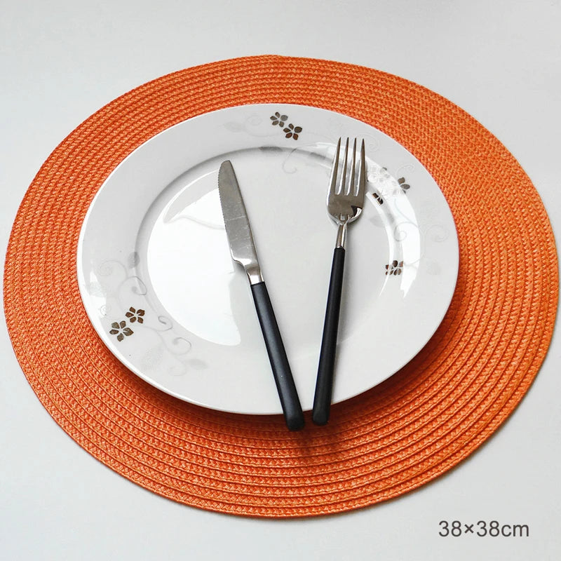 Round Placemats Set  Braided Circle Place Mat Washable Table Mats for Kitchen Dining Table Mixed Color Non-Slip Place mats