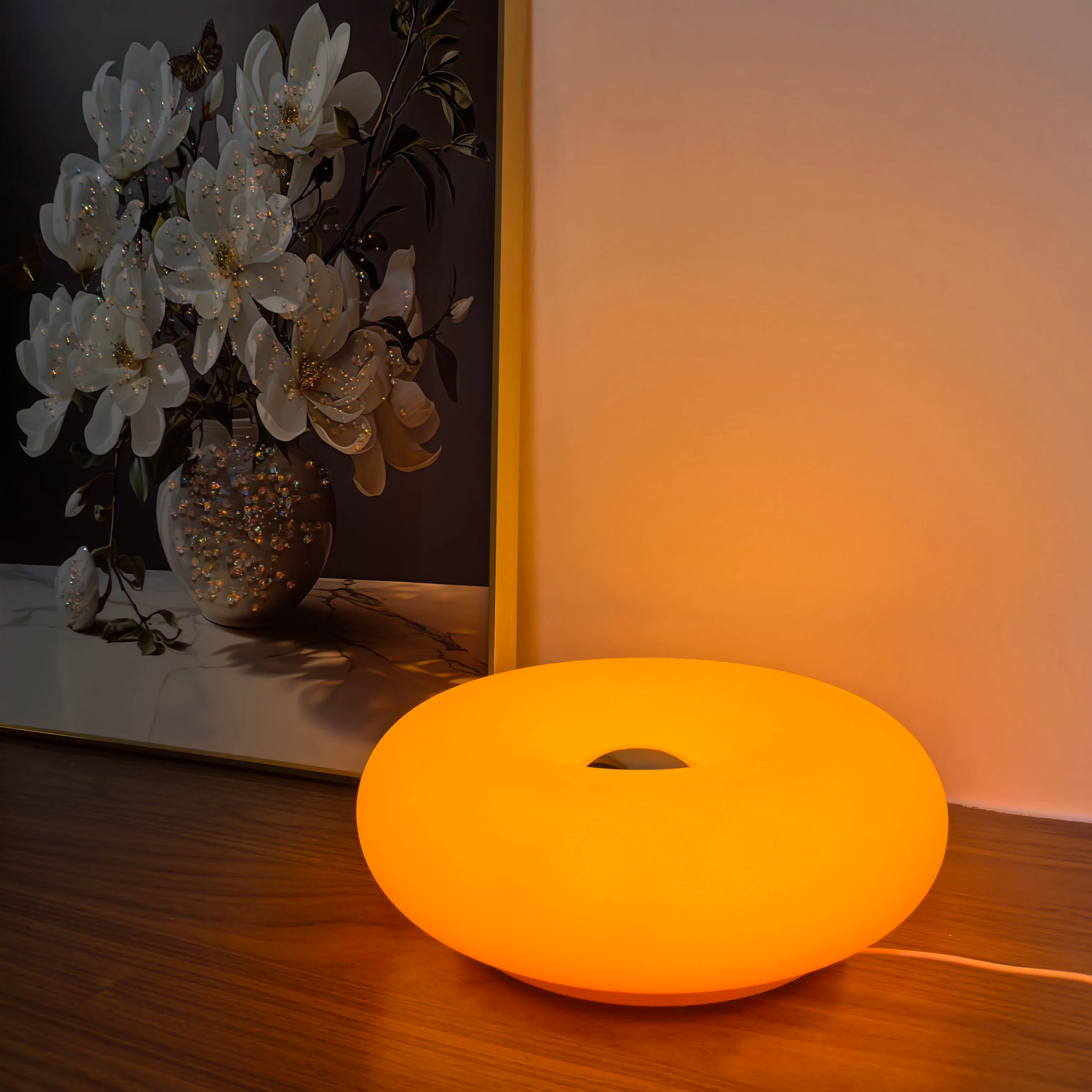 Bauhaus table lamp USB plug bedroom bedside lamp living room dining room decoration donut ambient light (Not glass)