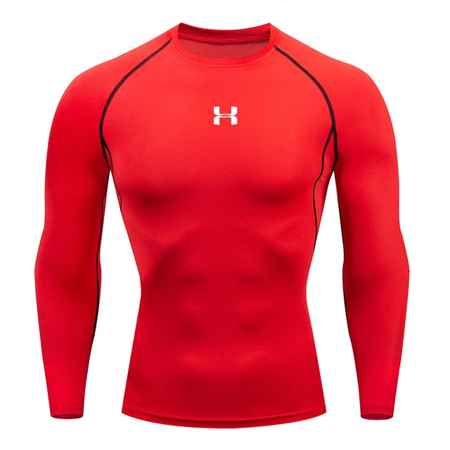 Men Running Compression T Shirt Long Sleeves Sport Tee Gym Fitness Sweatshirt Male Jogging Workout Homme Athletic Shirt Tops 