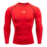 Homens correndo compressão camiseta mangas compridas esporte t ginásio de fitness moletom masculino jogging treino homme camisa atlética topos