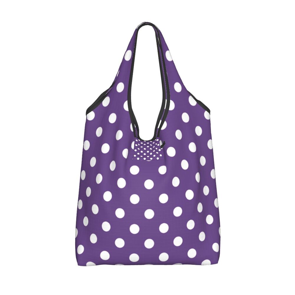 Custom Recycling Classic Black And White Polka Dot Shopping Bag Women Tote Bag Portable Grocery Shopper Bags