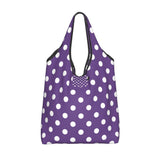 Custom Recycling Classic Black And White Polka Dot Shopping Bag Women Tote Bag Portable Grocery Shopper Bags