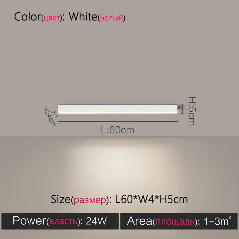 Modern Long Strip Ceiling Light Surface Mounted Minimalist Aisle Lamp Living Room Bedroom Kitchen Home Office LED Lighting