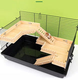 Practical Hamster Toy Thickened Entertainment Smooth Hamster Double Layer Wooden Climbing Platform with Ladder