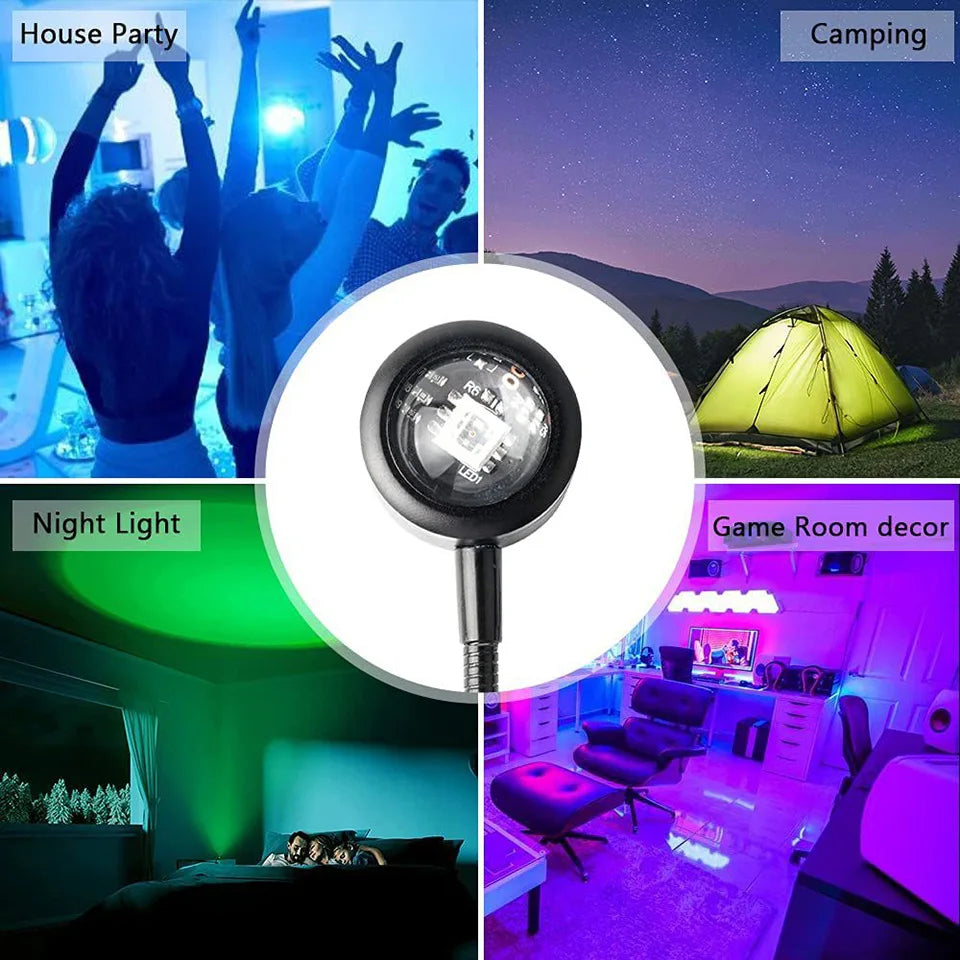 Proyector de lámpara de atardecer LED USB RnnTuu, luz nocturna portátil para decoración del hogar, luz de ambiente para sala de estar, fotografía de pared, luces de neón