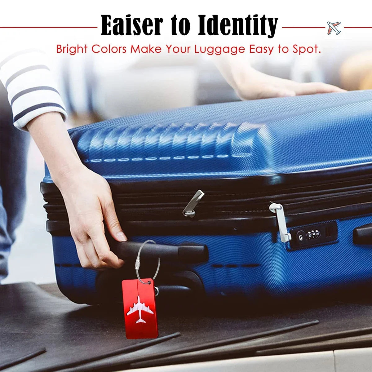 Aluminium Alloy Aircraft Luggage Tag with Name Travel Luggage Tag ID Card Anti-lost Solid Color Travel Accessories
