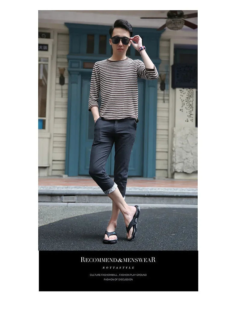 Men's Summer 2025 Trendy Flip-Flops Beachwear Slippers Anti-slip Deodorant Casual Shoes Plastic Slip-On Sandals for Adults