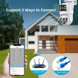 Outdoor Wireless Security IP Camera 4K 8MP HD Dual Lens External Wifi PTZ Camera Auto Tracking Street Surveillance Camera iCsee