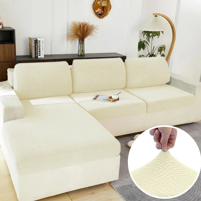 Elastic Sofa Cover for Living Room Jacquard Solid Sofa Seat Cover Grey Washable Seat Cushion Cover Furniture Protector Sectional