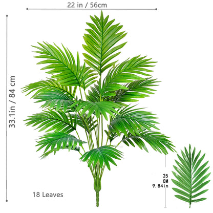 52-125cm/49.2in  Artificial Palm Tree Tropical Fake Plant Green Plastic Palm Leaf Branches Suitable for Home Garden Decoration