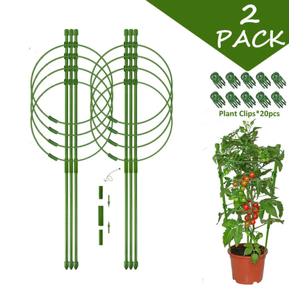Jaula ajustable para tomates de 90 cm y 36 pulgadas, soporte para plantas, enrejado para pepinos y plantas trepadoras, 4 anillos ajustables y clip para plantas.