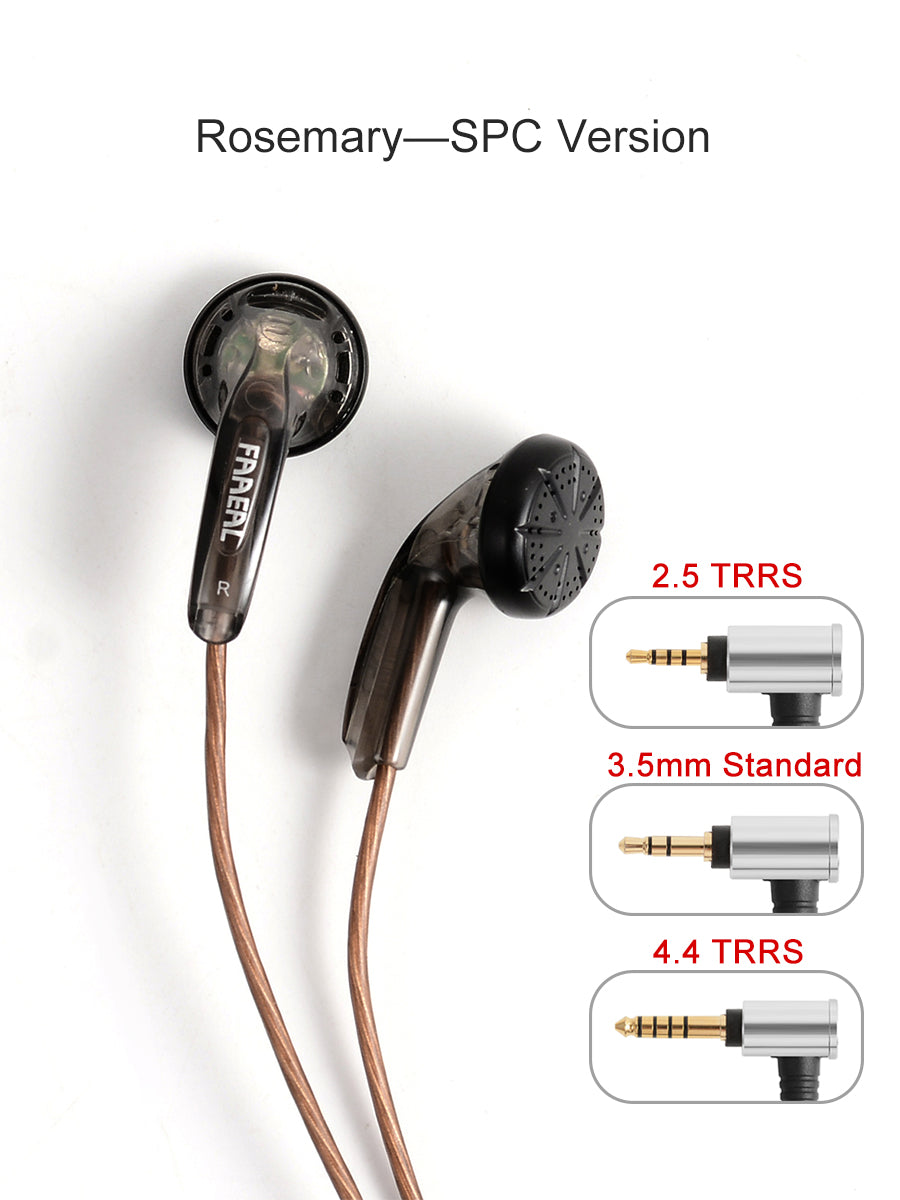 FAAEAL Rosemary Flat Head Earbuds 3.5mm Standard/4.4mm 2.5mm TRRS Balanced Earphones 150ohms HiFi Bass Music Headphones Headsets