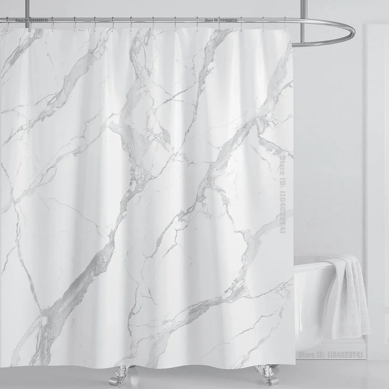 Cortina de ducha impermeable de mármol, cortina de ducha impermeable para decoración de baño, cortina de ducha impresa, lavable, con ganchos