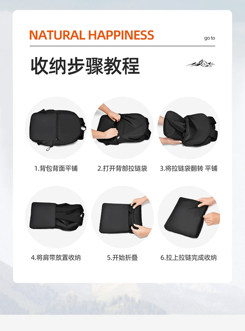 Unisex Foldable Expandable Nylon Backpack Lightweight Casual Large Capacity Multifunctional Outdoor Sports Travel Bag