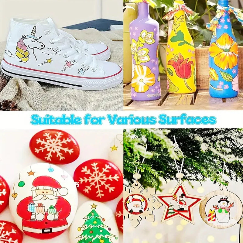 12-80Colors Acrylic Paint Pens Markers for Rock Painting Water Based Paint Markers Ceramic Easter Egg Glass Wood Manga DIY Gift