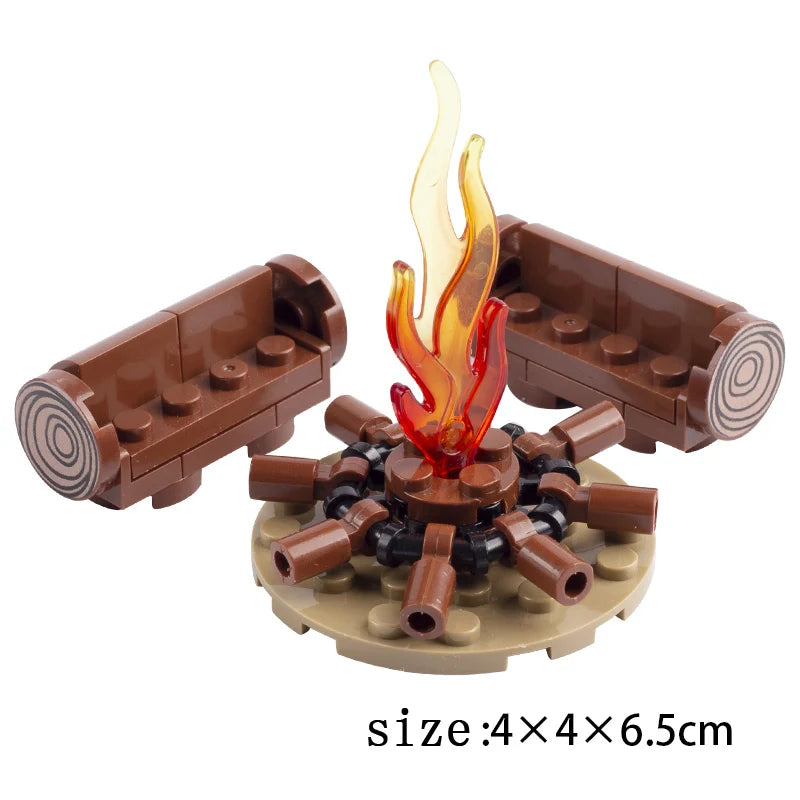 MOC Notice Board Building Blocks Bee Farm Fountain Bonfire Stove Medieval Town Street View Water Wall Bridge Road Sign Brick Toy