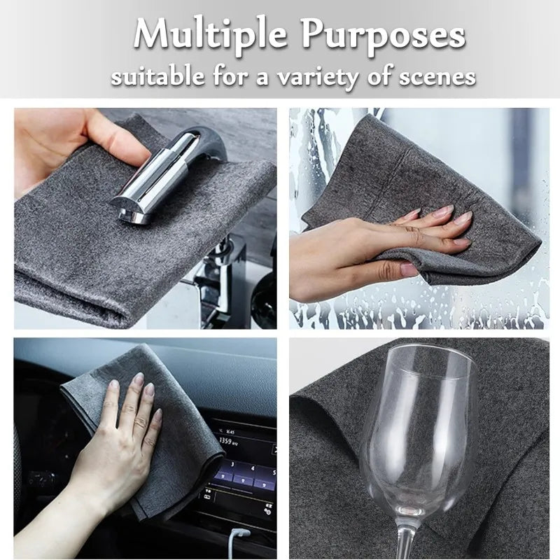 Paño de limpieza mágico grueso, paño de microfibra multiusos, reutilizable, para limpiar ventanas de coche, sin pelusa, para espejos de cocina. 