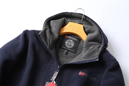 2024 Brand Winter Fleece Jacket Men's Casual Thickened Wool Jacket high quality Design Warm Fashion Hooded Coat Outdoor Ski Suit