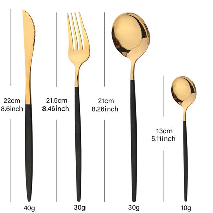 Juego de 24 Uds de cubiertos, vajilla de acero inoxidable, cuchillos, tenedores, cucharas de té, vajilla con espejo, vajilla de cocina occidental, conjunto con caja de regalo