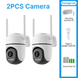 WONSDAR 2pcs PTZ Camera Outdoor IP Camera Video Surveillance WiFi Camera Home Security Protection Motion Detection Alarm iCsee