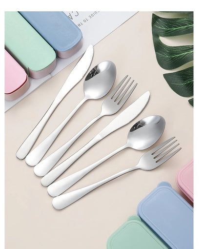 3pcs 410 Stainless Steel Portable Cutlery Set Mirror Polished Edge Rounded Comfortable Knife Fork And Spoon Three Piece Set