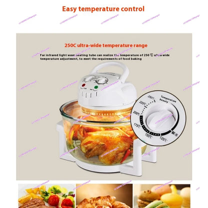 12L Light Wave Furnace Glass Air Fryer Grilled Chicken Grilled Chips Hot Air Circulation Air Furnace
