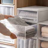 Wardrobe Storage Box High-capacity Drawer Style Stackable Container Transparent Plastic Containers for Household Use Storage