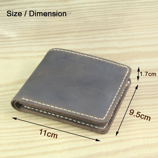 Cartera de cuero genuino de lujo hecha a mano para hombre, monedero plegable, billetera corta con clip para dinero, monedero de cuero vintage con bolsillo con cremallera.
