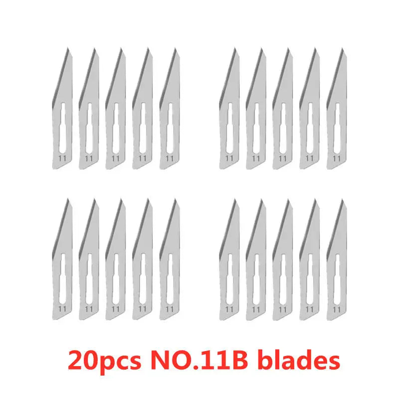 20-100pcs NO.10-15C Carbon Steel Carving Metal Scalpel Blades Handle DIY Cutting Repair Animal Surgical Knife Tool Box Non Slip