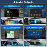 Junsun 9 inch Car DVR 4K Dash Cam Wireless Carplay for Apple Android Auto Dual Lens Video Recorder Dashboard Monitor FM BT AUX