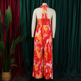 Sexy Jumpsuits For Woman 2024 New Pleated Halter Sleeveless Backless High Waisted Floor Length Birthday Party Dinner Outfits Hot