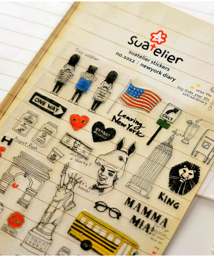 Suatelier City Stickers Korea Scrapbooking DIY Deco Sticker Junk Journal Supplies Planner Diary Photo Album Craft Material